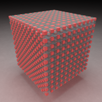 Synthetic target, cube with alternating materials
