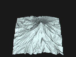 Delaunay triangulated larger mountain dataset, rotated